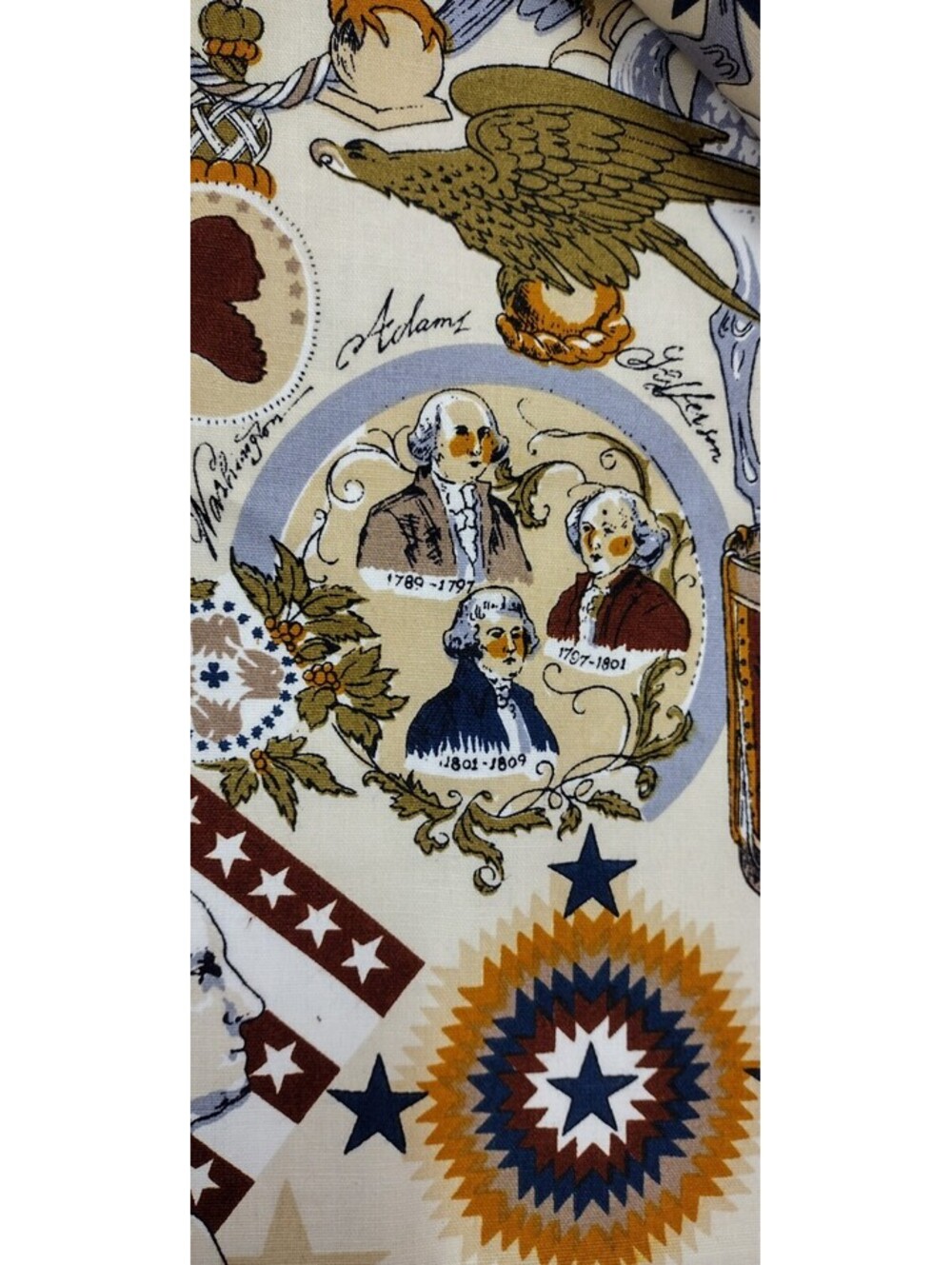 USA GABRIElle cie George WASHINGTON 1776 Indian Rare FABRIC Americana 45 inches